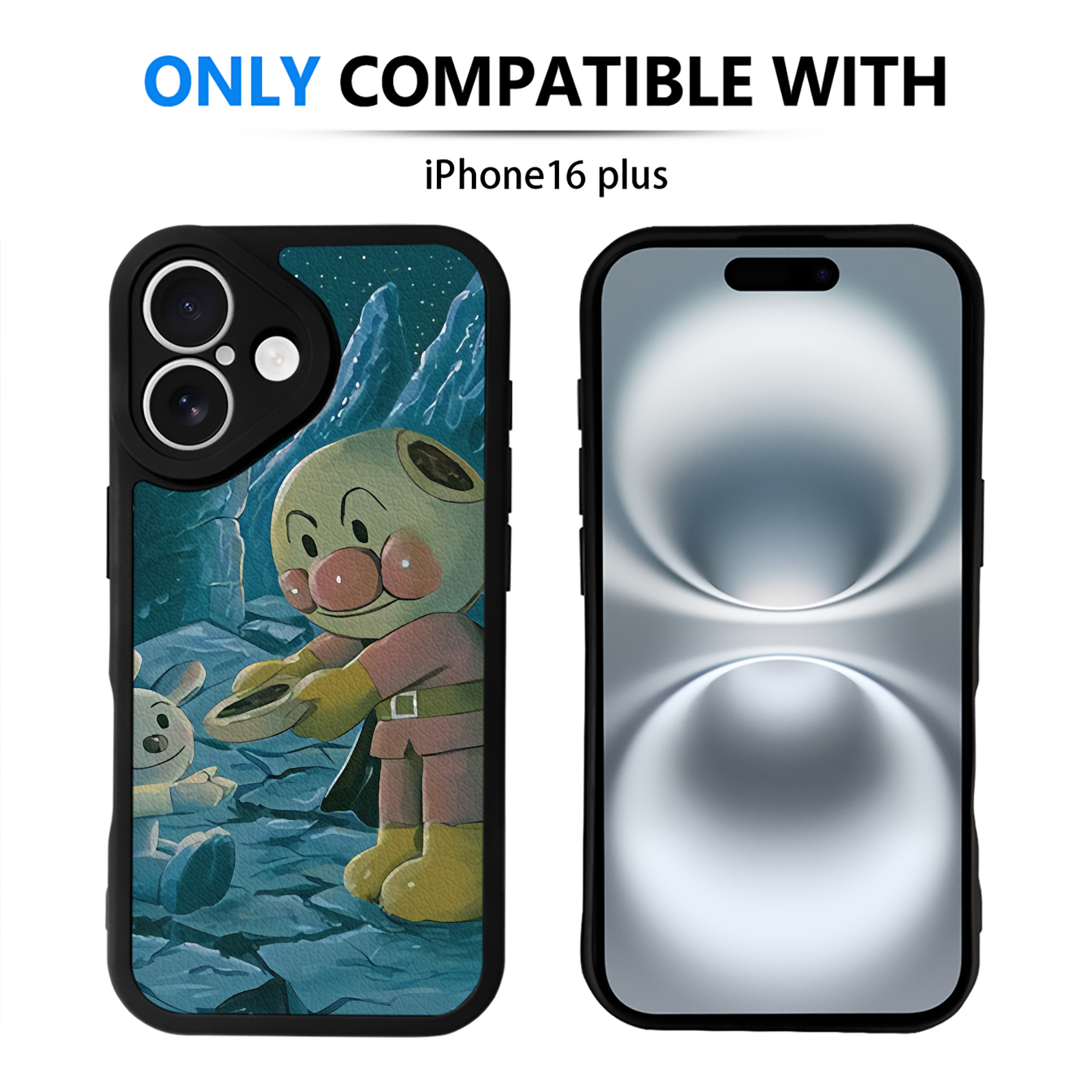（画像用） アンパンマン Anpanman 【iPhone 16シリーズ対応】シリコンスマホケース（レザー調） 材質：シリコン